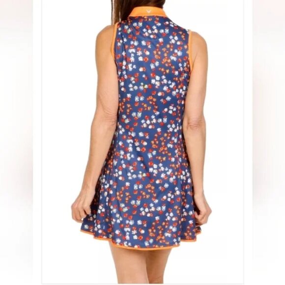 Callaway Blue and Orange Sleeveless V-Neck Sundress - Picture 2 of 10
